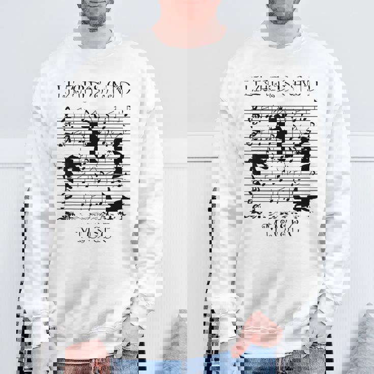 音楽とトカゲ ヤモリ ミュージシャン 爬虫類 スウェットシャツ 高齢者への贈り物