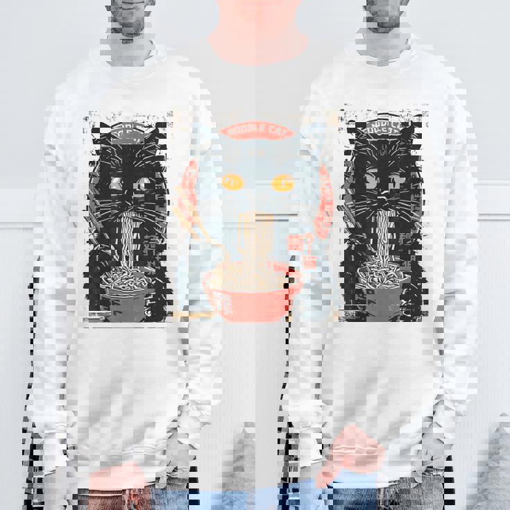 麺 猫 ラーメン好き 和食 猫 アート デザイン スウェットシャツ 高齢者への贈り物