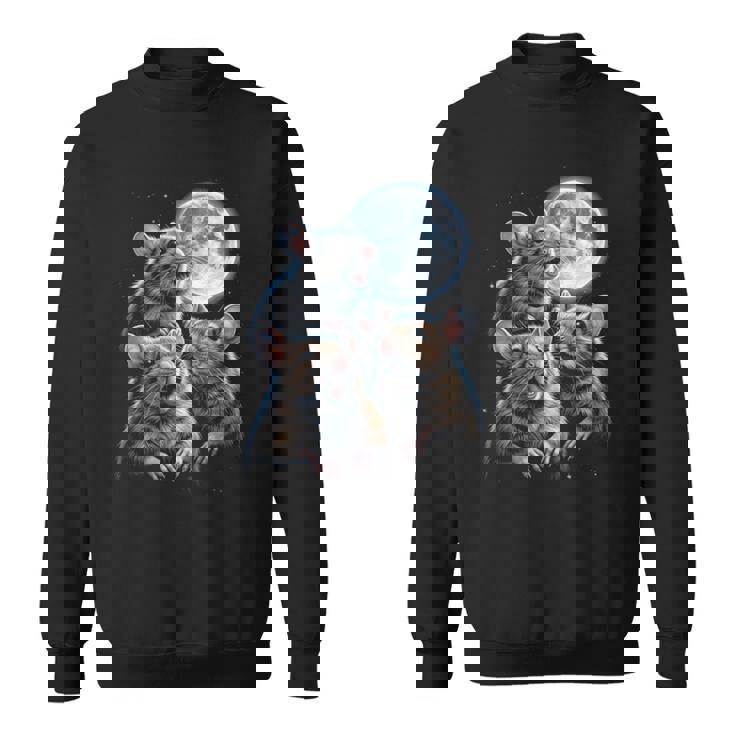 3 マウス 月 3 匹のネズミ 面白い げっ歯類 恋人 ユーモア 空 夜 長袖tシャツ スウェットシャツ