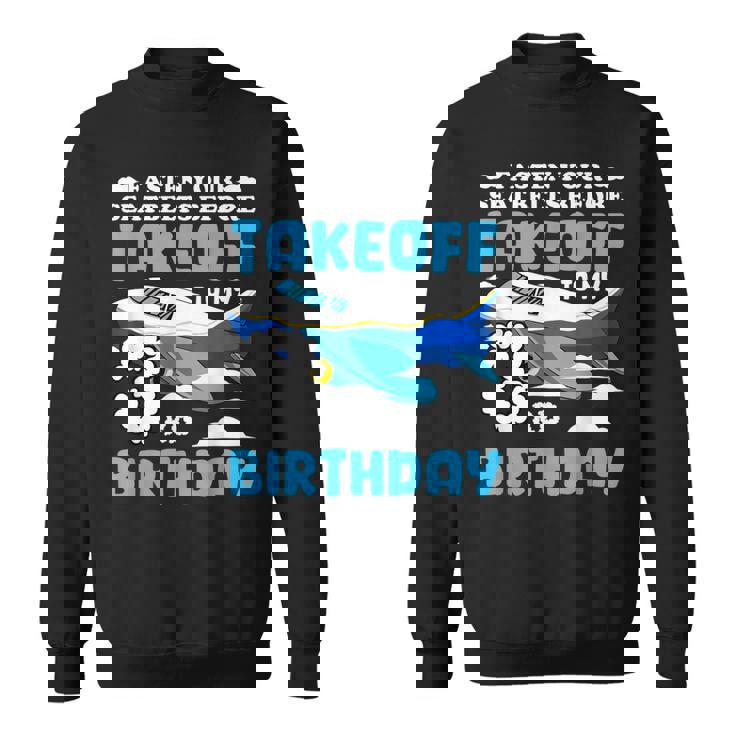 3歳の誕生日飛行機 パイロット固定シートベルト離陸飛行機 スウェットシャツ