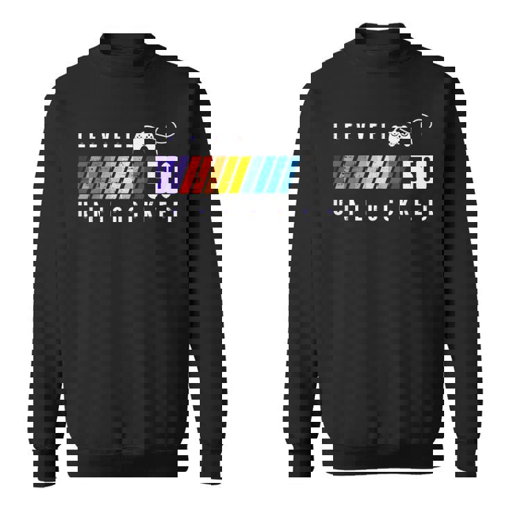 50歳の誕生日 ゲーマーボーイまたはゲーマーガール レベル50 アンロック スウェットシャツ