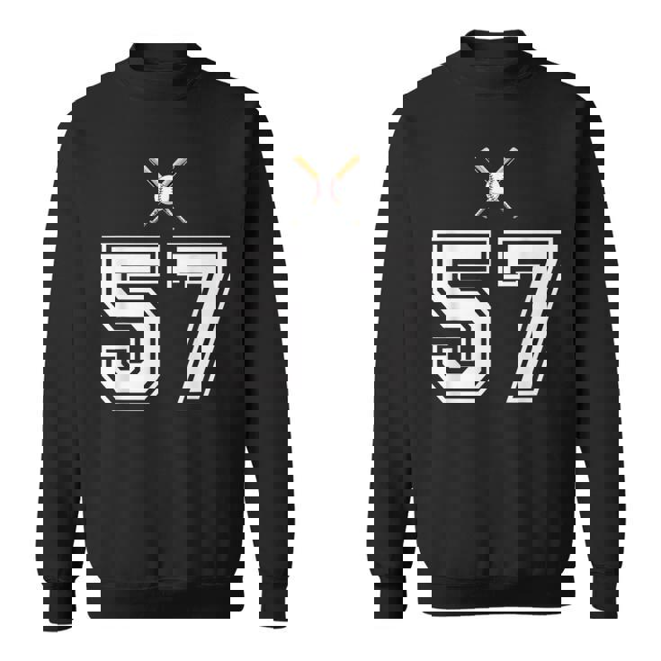 57 番 野球スタイル ヴィンテージホワイト スウェットシャツ