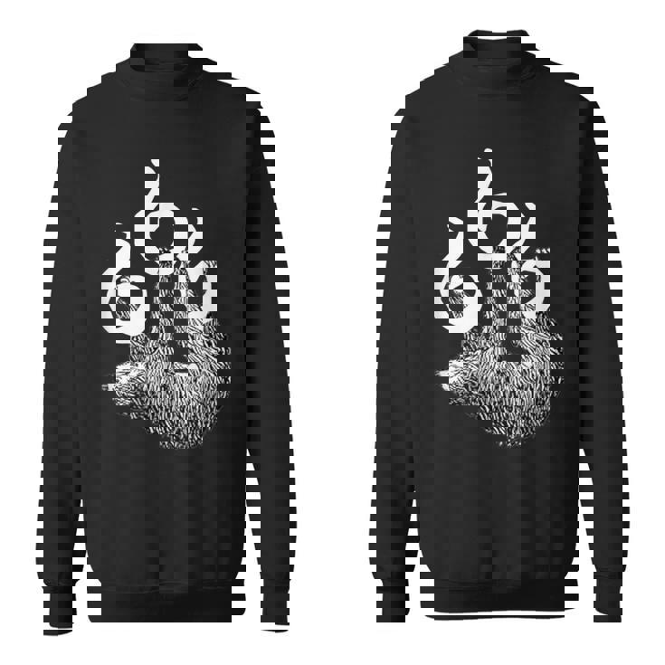 666 野獣のマークにぶら下がっているナマケモノ 面白いサタンシャツ スウェットシャツ