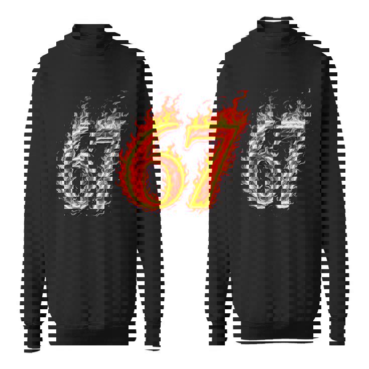 67 Fireixeven Meme Flames スラング 数字 面白い キッズ ティーン 長袖tシャツ スウェットシャツ