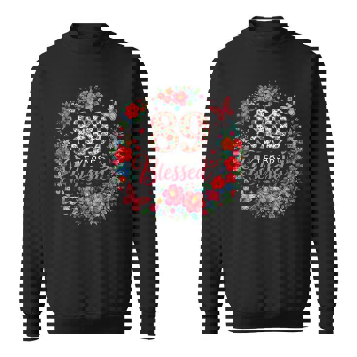 89歳の祝福された89歳のフローラル89歳の誕生日プレゼント スウェットシャツ
