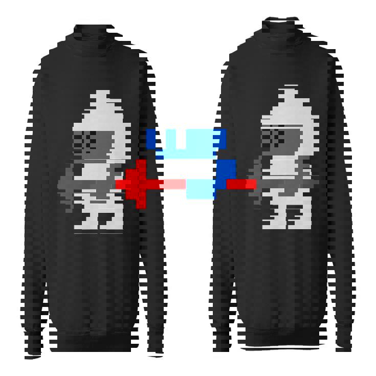 8ビット80年代レトロクラシックビデオゲームキャラクターダグヒーロー スウェットシャツ