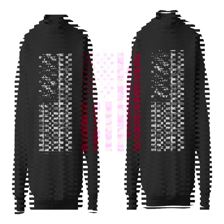 Air Force Military Branch Aviation Pink Camo USA Flag Sweatshirt Unisex