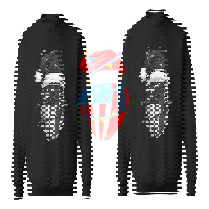 American Flag Football Light Christmas Hat Sweatshirt Unisex