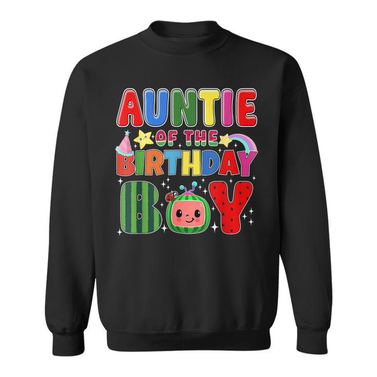 Auntie Of The Birthday Boy Melon Family Matching Sweatshirt