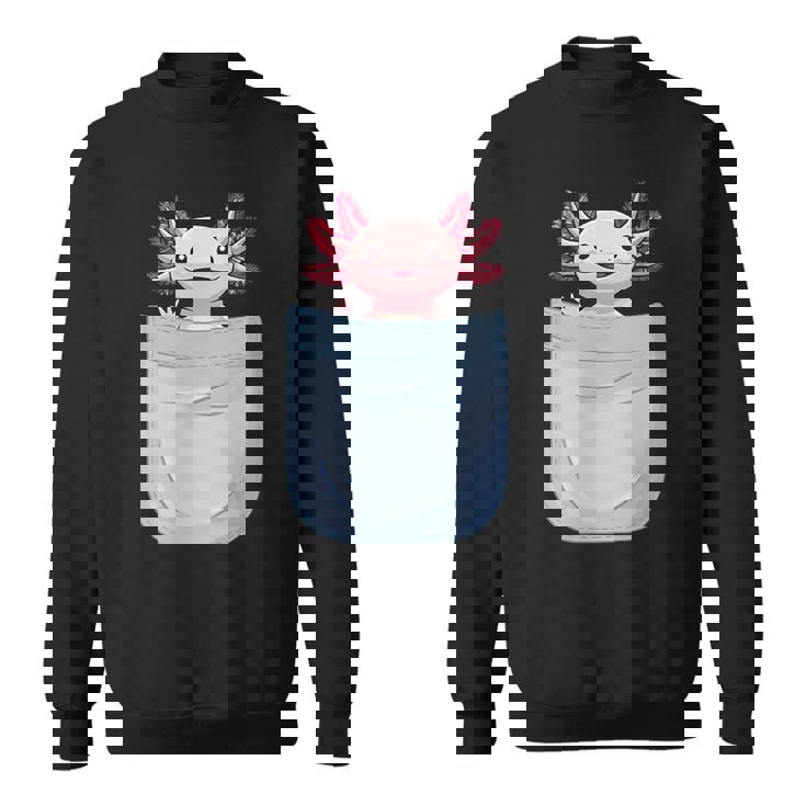 Axolotl ポケットに入った魚 両生類 ペット ホワイト アホロートル トカゲ スウェットシャツ