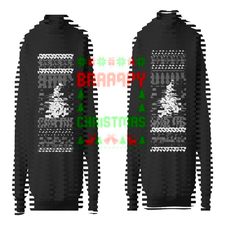 Braaapy Christmas Dirt Bike Ugly Sweater Christmas Motocross Sweatshirt Unisex