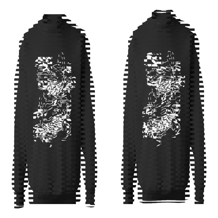 Cadeaux De L'étang Koi Traditionnel Japonais Koi Pond Adulte Noir -Mall Manche Courte Coupe Classique Col En U Traditionnel Japonais Koi Sweater e