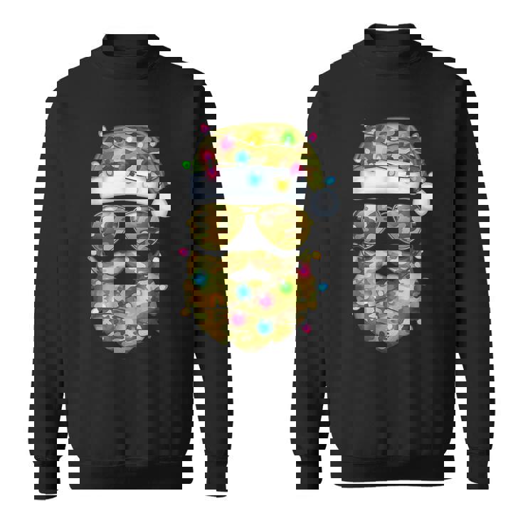 Camo Santa Claus Sunglasses Camouflage Xmas Lights Sweatshirt Unisex