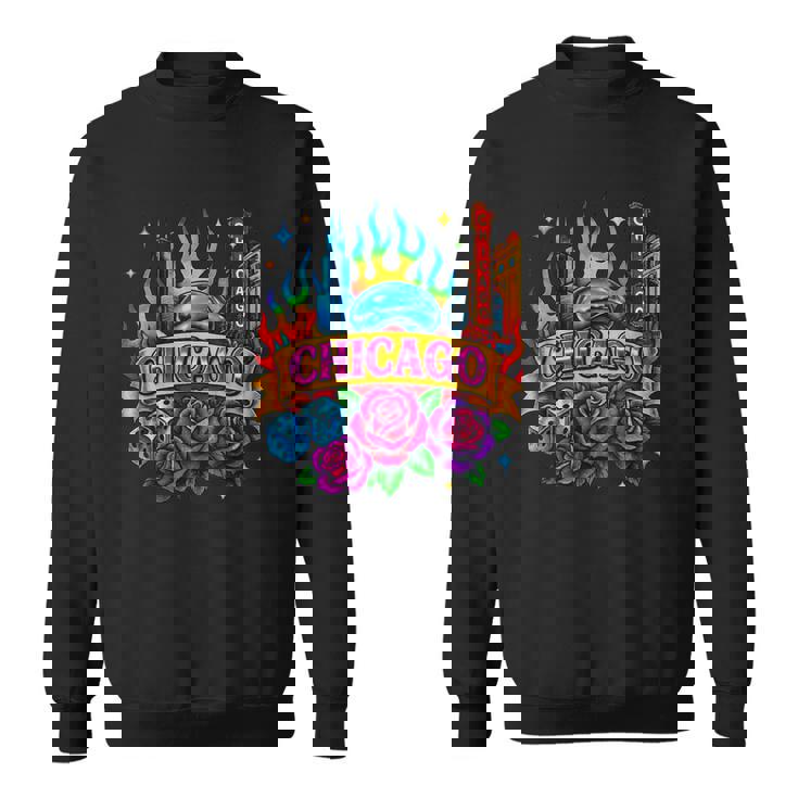 Chicago Rainbow City Retro Tattoo Aesthetic Sweatshirt Unisex