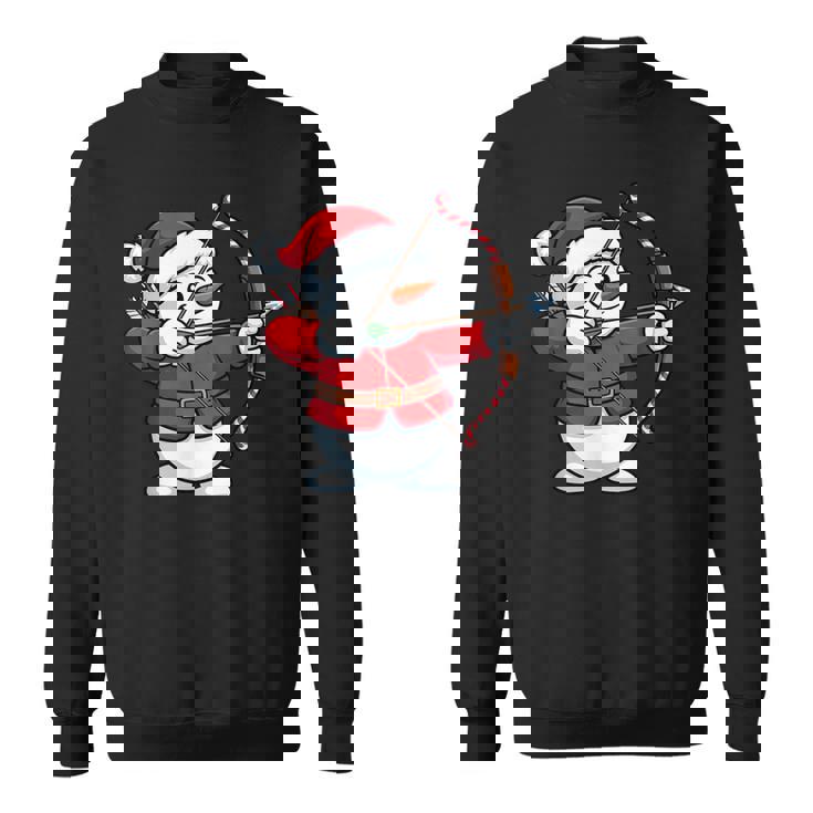 Christmas Snowman Santa Hat Archery Bow And Arrow Sweatshirt Unisex