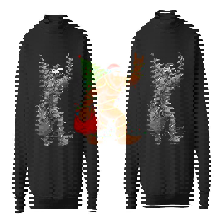 Christmas Tree Xmas Lights Santa Bigfoot Sasquatch Sweatshirt Unisex