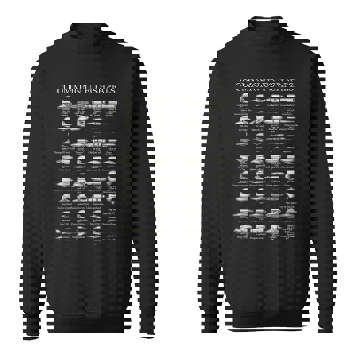 Common UFO Shapes Vintage Chart Alien Flying Saucer Sweatshirt Unisex