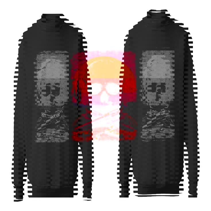 Creepy Skull With Desert Sunset Dark Western Skeleton Gothic Sweatshirt Unisex