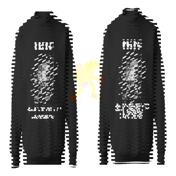 Cute Frog Hiking Is Myecret To Happiness カエル スウェットシャツ