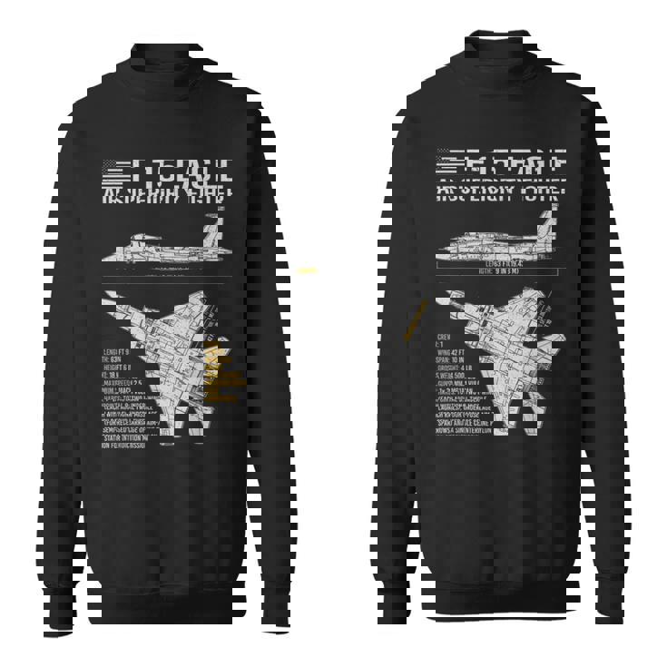 F-15イーグル航空機の設計図ジェット戦闘機データ スウェットシャツ