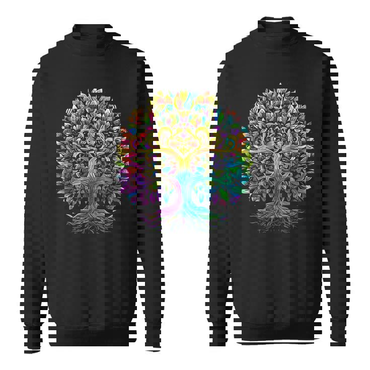 Full Foliage Tree Of Life 葉がいっぱいのレインボー生命の木 スウェットシャツ