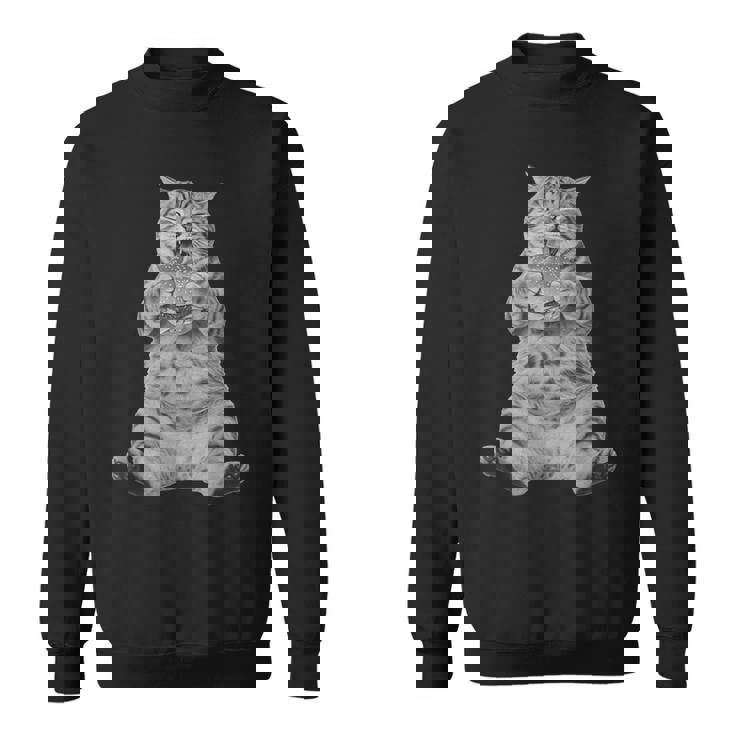 Ai ヴィンテージ チョンク 猫 食べる ハンバーガー ミーム 食べ物 ユーモア スウェットシャツ