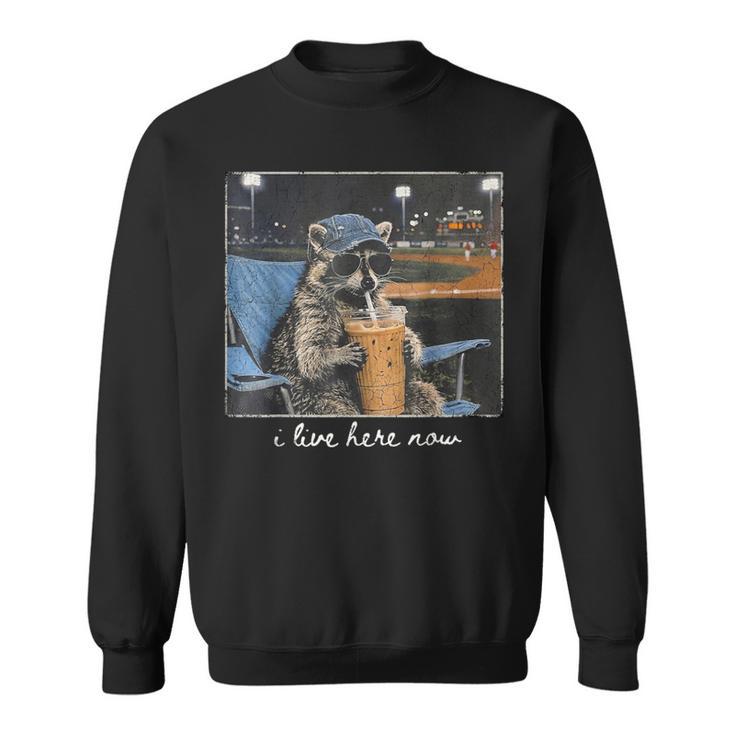Raccoon I Live Here Now Cute Animal Baseball Lover Sweatshirt