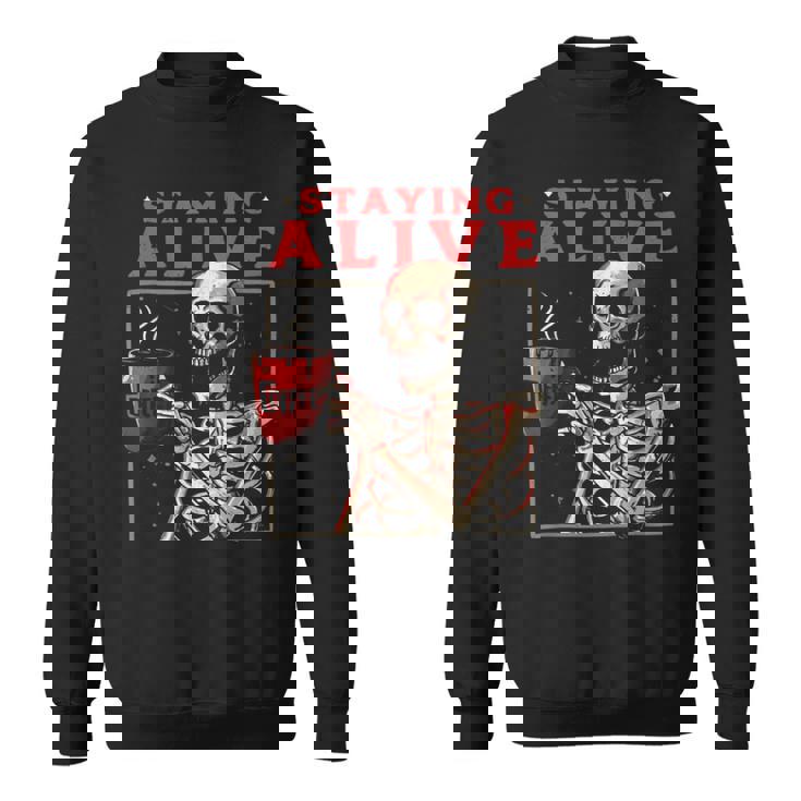 kulltaying Alive スケルトン ドリンクコーヒー スウェットシャツ