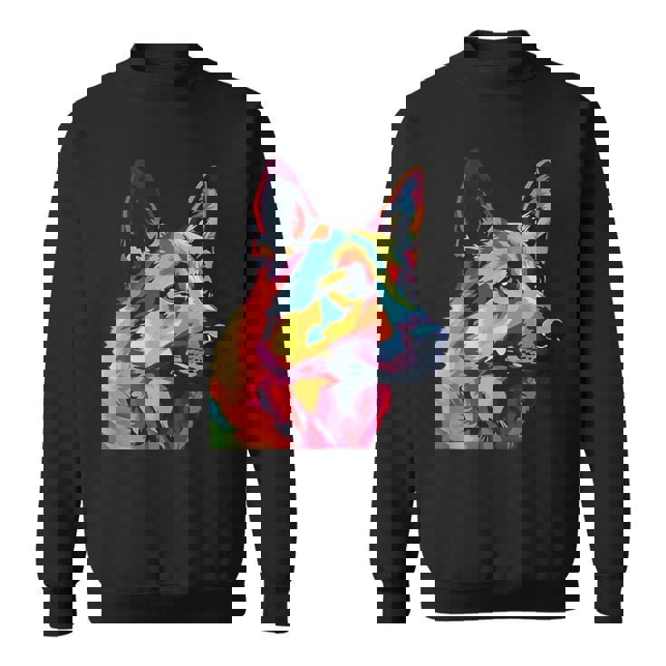 GERMAN SHEPHERD Rainbow Pop Art Retro Paint Splatter Dog Tank Top Sweatshirt Unisex