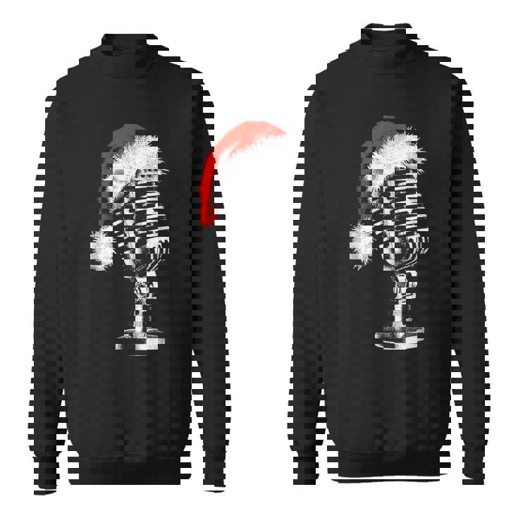 Gorro De Papá Noel Con Micrófono -Intage Karaoke Navidad Amante Camisa de entrenamiento