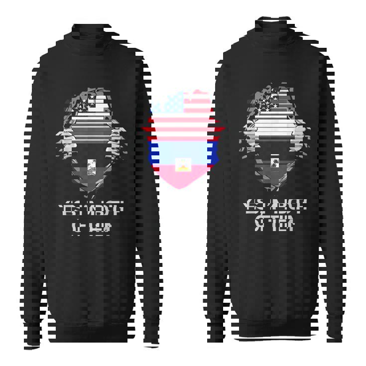 Half American Half Haitian Usa Haiti Flag メンズ レディース スウェットシャツ
