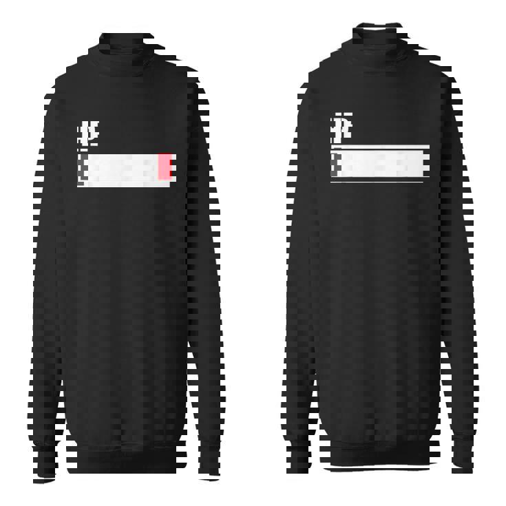 Hpが残りわずか 体力がない 限界 おもしろ ユーモア ゲーム Hpバー 黒 他カラー メンズ レディース 大きいサイズ スウェットシャツ