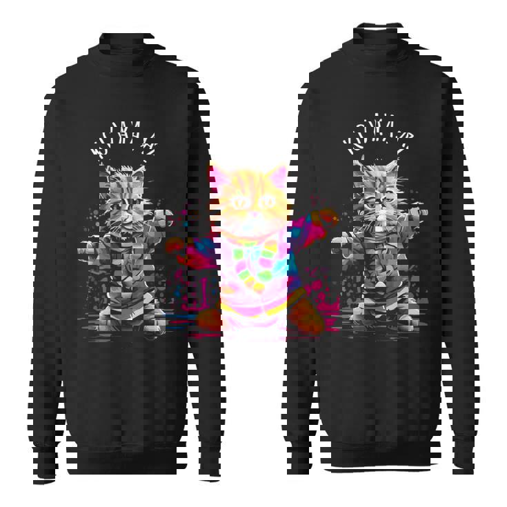 Koaya アリゾナ 踊る猫 カラフル かわいい キティ デザイン 長袖tシャツ スウェットシャツ