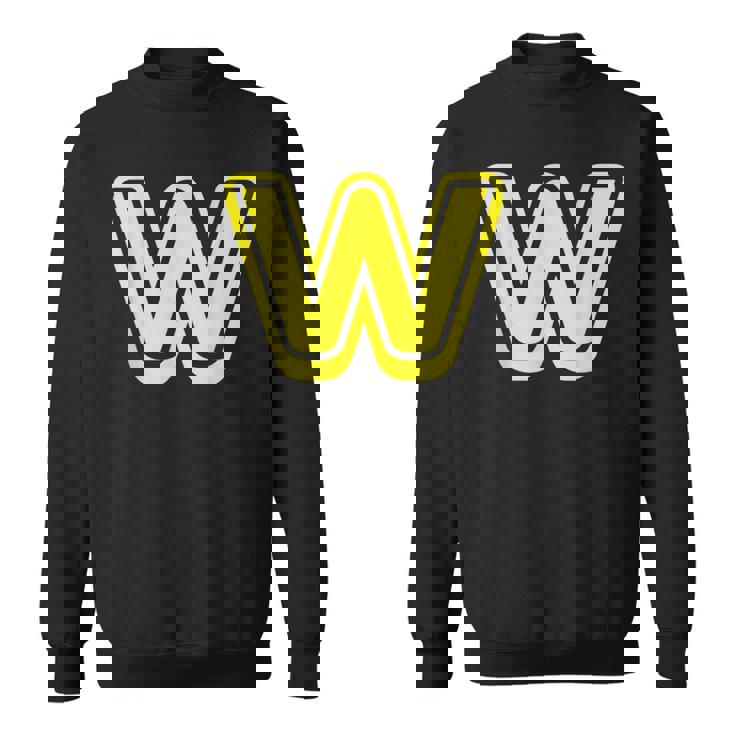 Lettre Rétro En Gras Jaune – W – Contour – Alphabet Sweater e