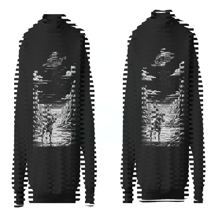 Lone Cowboy Watching Ufo 空飛ぶ円盤 キャニオン スウェットシャツ