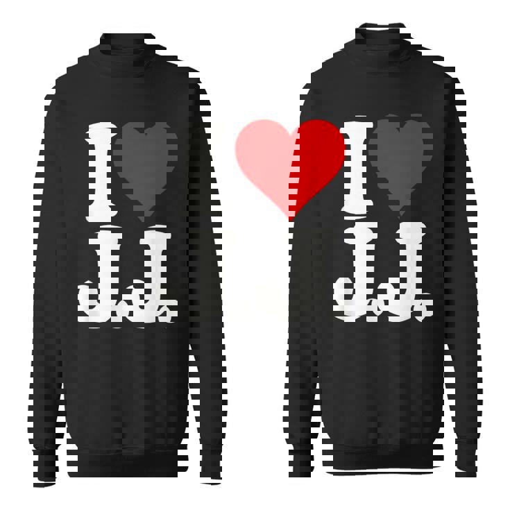 I Love Heart JJ Jj J J イニシャル スウェットシャツ