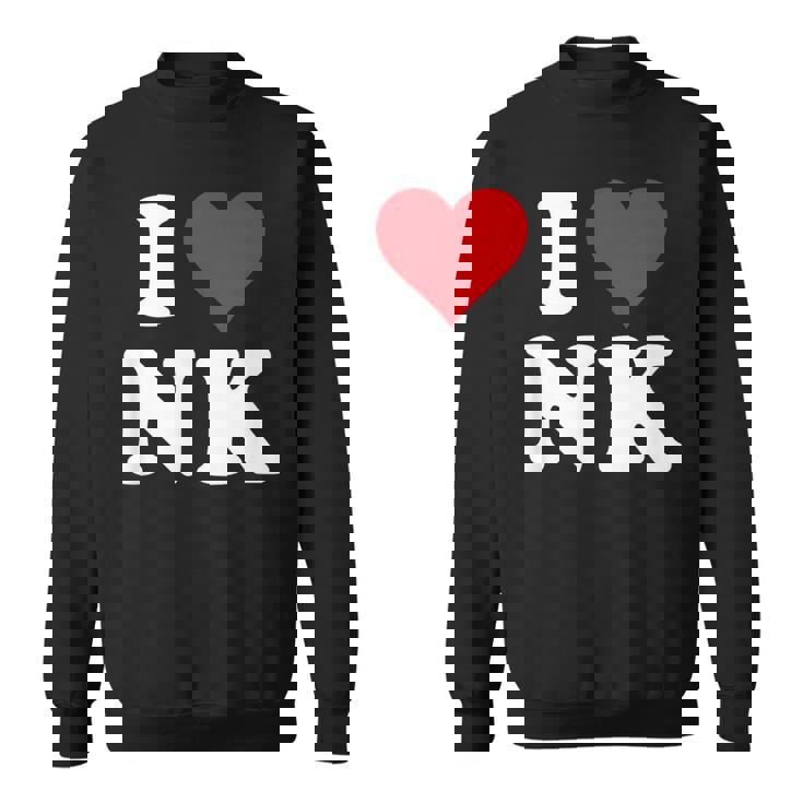 I Love Nk Initials I Heart NK First Last Name N K スウェットシャツ