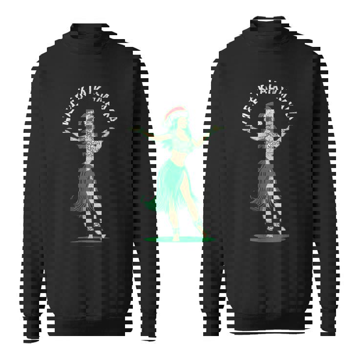 Mele Kalikimaka レトロ クリスマス フラガール シャカ ハワイ スウェットシャツ