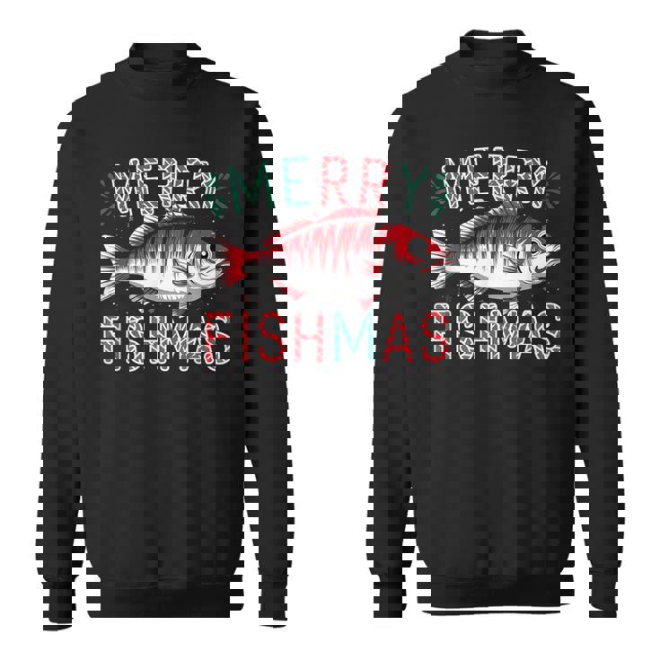 Merry Fishmas Bass Fishing Ugly Christmas For Anglers Sweatshirt