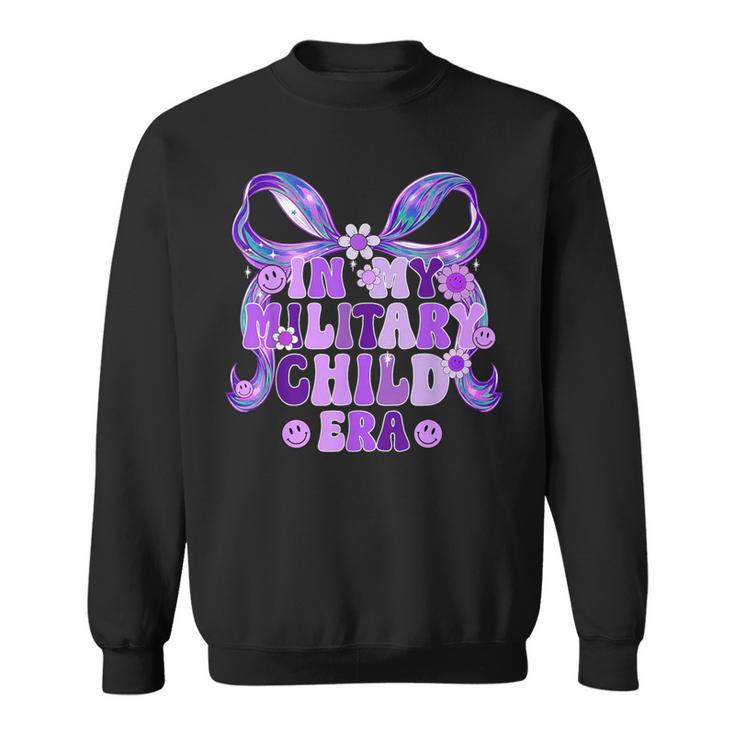 In My Military Child Era Coquette Bow Purple Up For Military Sweatshirt