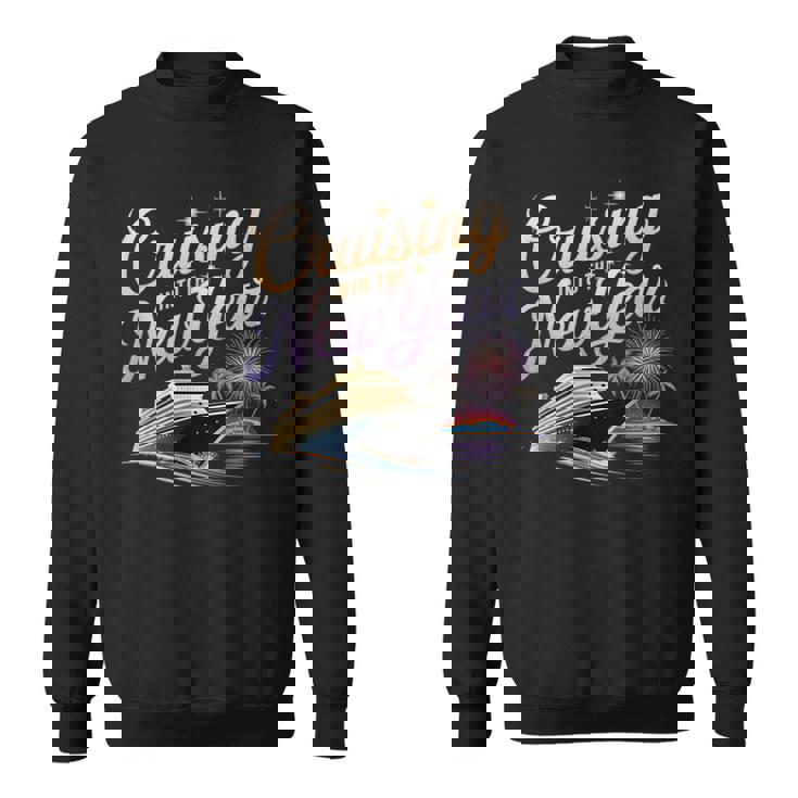 New Year 2026 Cruise Party Celebrations -Adults Black Small Short Sleeve Crew Collar Straight Fit Polyester 100 Unique New Year's Eve Cruise Sweatshirt