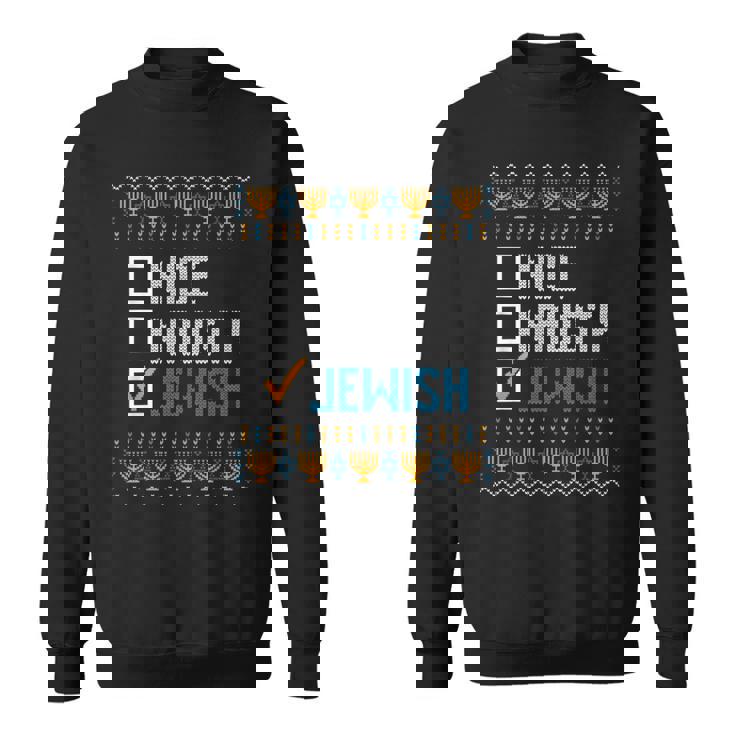 Nice Naughty Jewish Ugly Christmas Sweater Hanukkah Sweatshirt Unisex