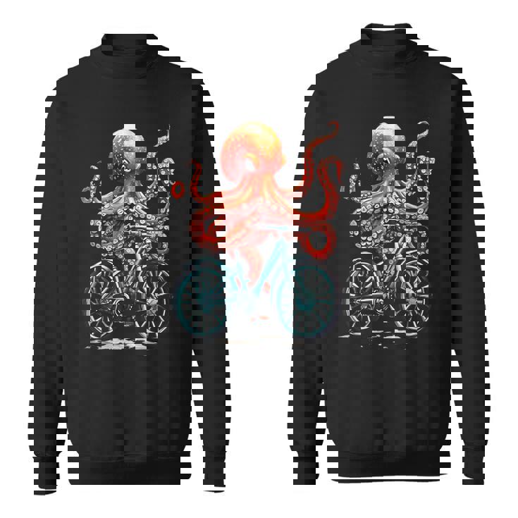 Octopus On Bicycle Cycling Squid Road Bike Cyclist Sweatshirt Unisex