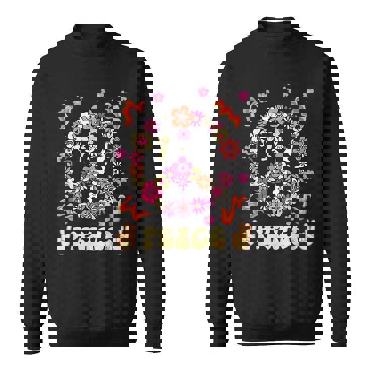 Peace 60年代風 フラワーデザイン スウェットシャツ