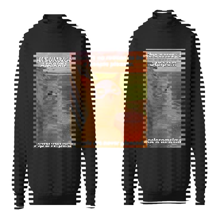 People Are Never Pleased Brainrot 猫ミーム 大学ユーモア スウェットシャツ