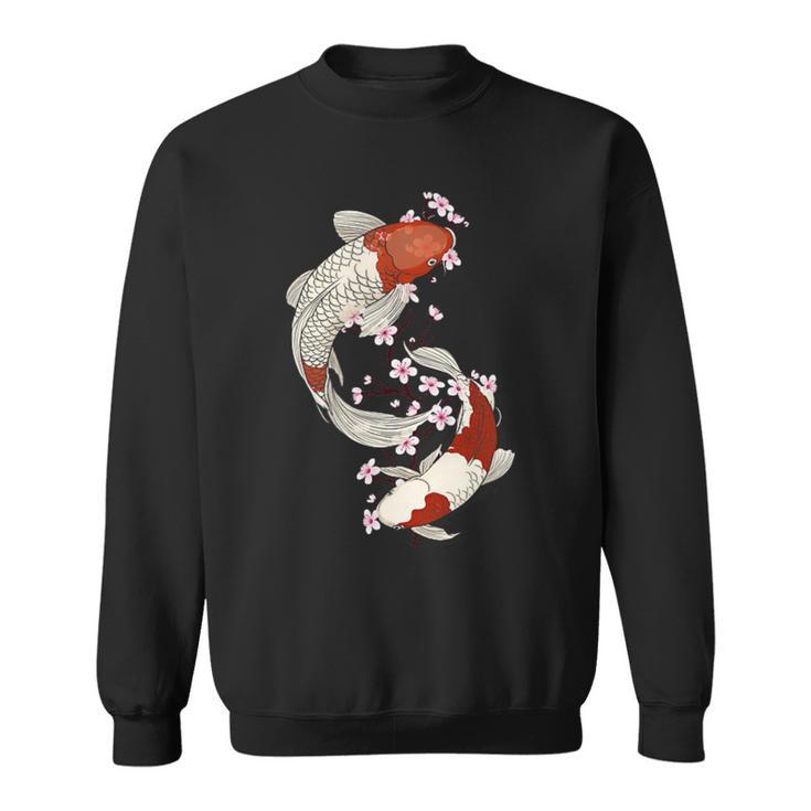Poisson Koï Japonais Et Fleurs De Cerisier À Deux Côtés Sweater e