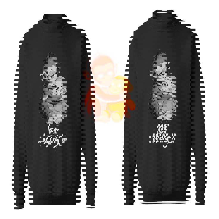 Punch Keep Holding On Cute Baby Monkey グラフィック スウェットシャツ