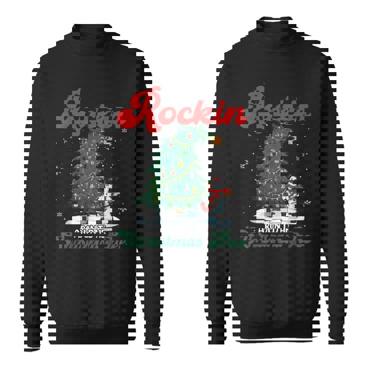 Rocking Around The Xmas Tree Snowman Rock And Roll Guitar Sweatshirt Rocking Around The Xmas Tree Snowman Rock And Roll Guitar Sweatshirt