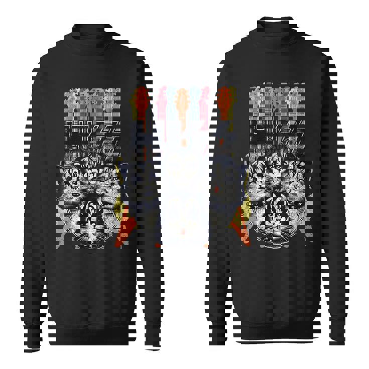 Hiss Cats 子猫 パロディ ロック ロッキン ヴィンテージ レトロ 猫 スウェットシャツ