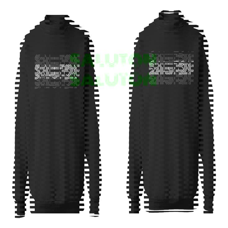 Saluton エスペラントのヘロ レトロテキスト スウェットシャツ